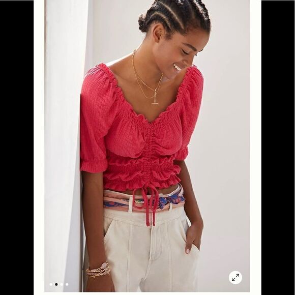 Anthropologie Tops - Anthropologie Pilcro Cinched Puff-Sleeve Top